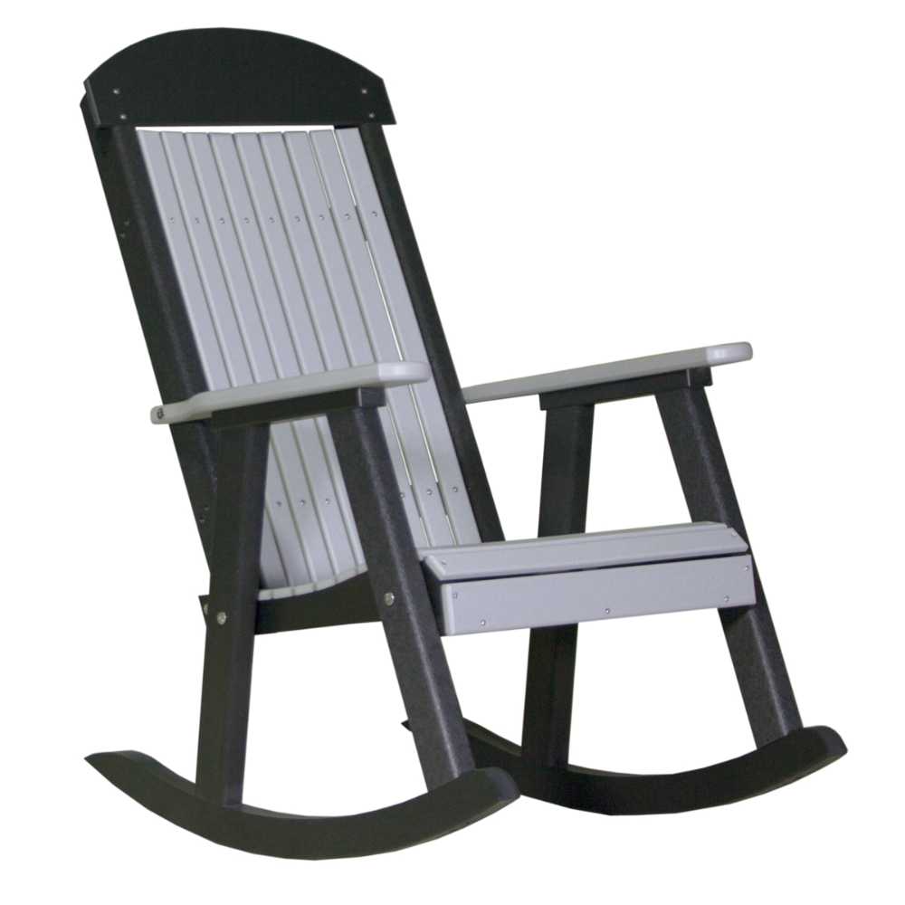 Dove Gray and Black LuxCraft Porch Rocker