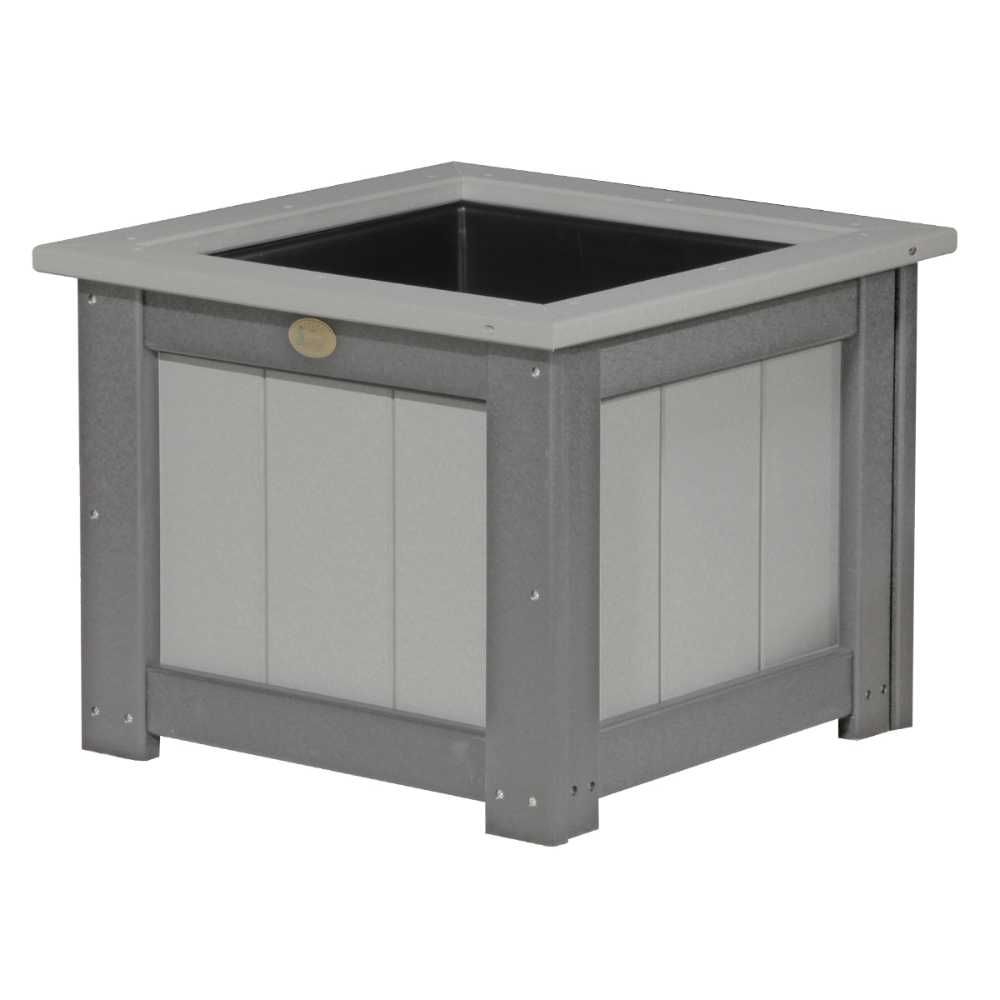 Dove Grey and Slate LuxCraft Poly Lumber Square Planter in 24in and 15in