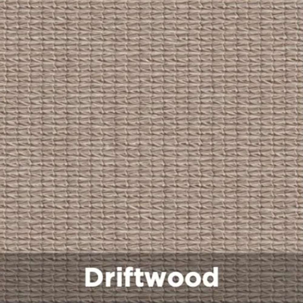Driftwood Tenshon Equilateral Triangle Shade Sail fabric color sample featuring a soft driftwood gray woven shade material