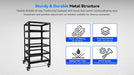 Durable Sun Gold Power 5-Layer Battery Rack with heavy-duty steel construction and locking caster wheels