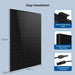Easy installation features of Sun Gold Power 450W Bifacial N-Type Monocrystalline Solar Panel Full Pallet (32 Panels) include mounting holes, an aluminum frame, and plug-and-play connectors