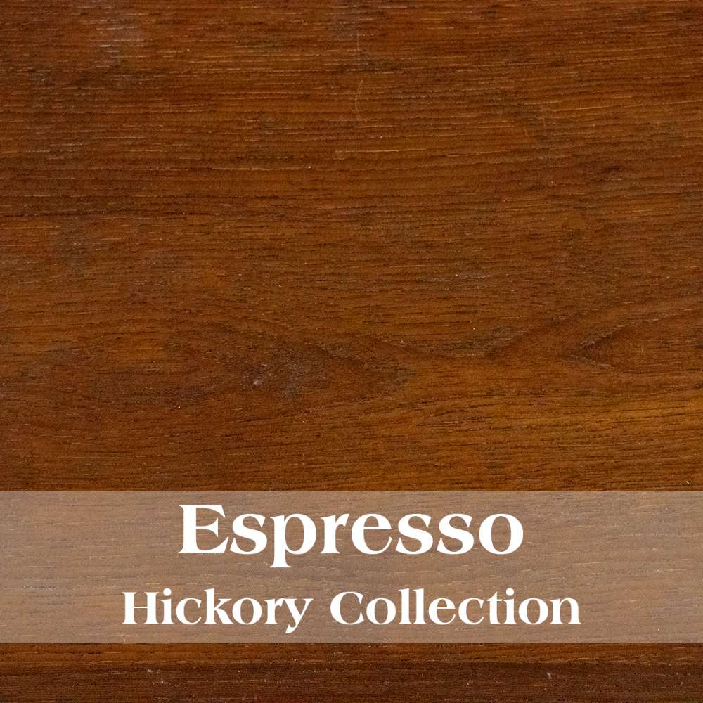 Espresso Fireside Lodge Hickory Log Open Bookshelf With Twig Accents displays a deep dark brown wood surface with rich, bold coloring