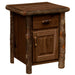 Espresso Fireside Lodge Log Enclosed Nightstand in a dark finish with log legs, a drawer, and a cabinet door