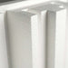 Extreme close-up of the thick raised fins on a white GIK Acoustics GridFusor™ Diffuser, highlighting its three-dimensional design