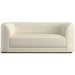 Fabric Bisque (Douglas Microfiber) Crate & Barrel Contour Sofa upholstered in smooth bisque microfiber with rounded sides, a wide seat, and a minimalist modern look