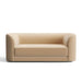 Fabric Camel (Tesoro Velvet) Crate & Barrel Contour Sofa featuring soft camel velvet upholstery, curved sides, and a wide cushioned seat