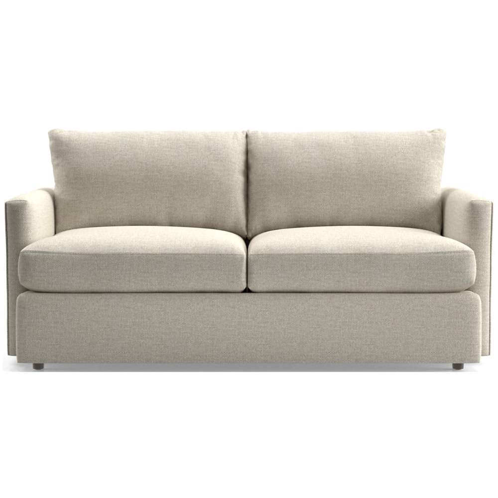 Fabric Cement (Taft Textured Weave) Crate & Barrel Lounge Sofa with light cement textured weave upholstery, plush cushions, and a simple modern profile