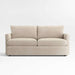 Fabric Chai (Mossa Chenille) Crate & Barrel Lounge Sofa with creamy chai chenille upholstery, deep seating, plush back cushions, and straight track arms