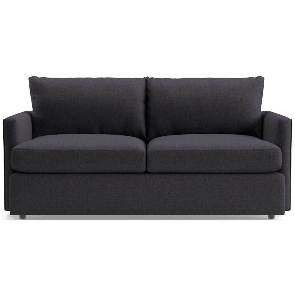 Fabric Cobalt (Taft Textured Weave) Crate & Barrel Lounge Sofa with dark cobalt textured weave upholstery, oversized cushions, and a sleek contemporary design