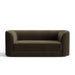 Fabric Conifer (Tesoro Velvet) Crate & Barrel Contour Sofa upholstered in deep conifer green velvet with curved arms, a broad seat cushion, and a sleek modern silhouette