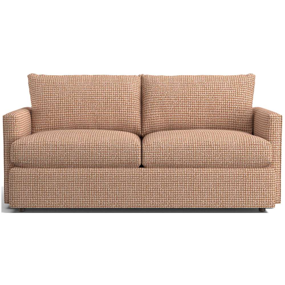 Fabric Coral (Lusso Boucle) Crate & Barrel Lounge Sofa with textured coral boucle upholstery, deep cushions, and a clean modern silhouette