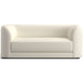 Fabric Creme (Covet Velvet) Crate & Barrel Contour Sofa featuring smooth creme velvet upholstery, rounded sides, and a spacious minimalist design