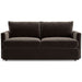 Fabric Espresso (View Microfiber) Crate & Barrel Lounge Sofa with rich espresso microfiber upholstery, deep cushions, and clean track arms for a modern look