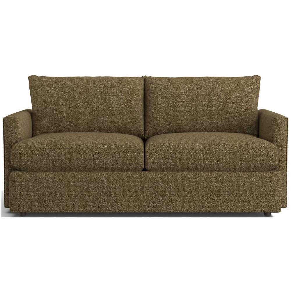 Fabric Forest (Lusso Boucle) Crate & Barrel Lounge Sofa with textured forest green boucle upholstery, plush cushions, and a clean contemporary silhouette