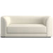 Fabric Frost (Monet Recycled Chenille) Crate & Barrel Contour Sofa upholstered in off-white chenille fabric with curved arms, a plush seat cushion, and a minimalist style