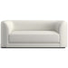 Fabric Frost (Nordic Textured Weave) Crate & Barrel Contour Sofa featuring white textured weave upholstery, rounded arms, and a spacious modern silhouette