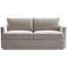 Fabric Grey (View Microfiber) Crate & Barrel Lounge Sofa with soft light grey microfiber upholstery, oversized cushions, and straight track arms