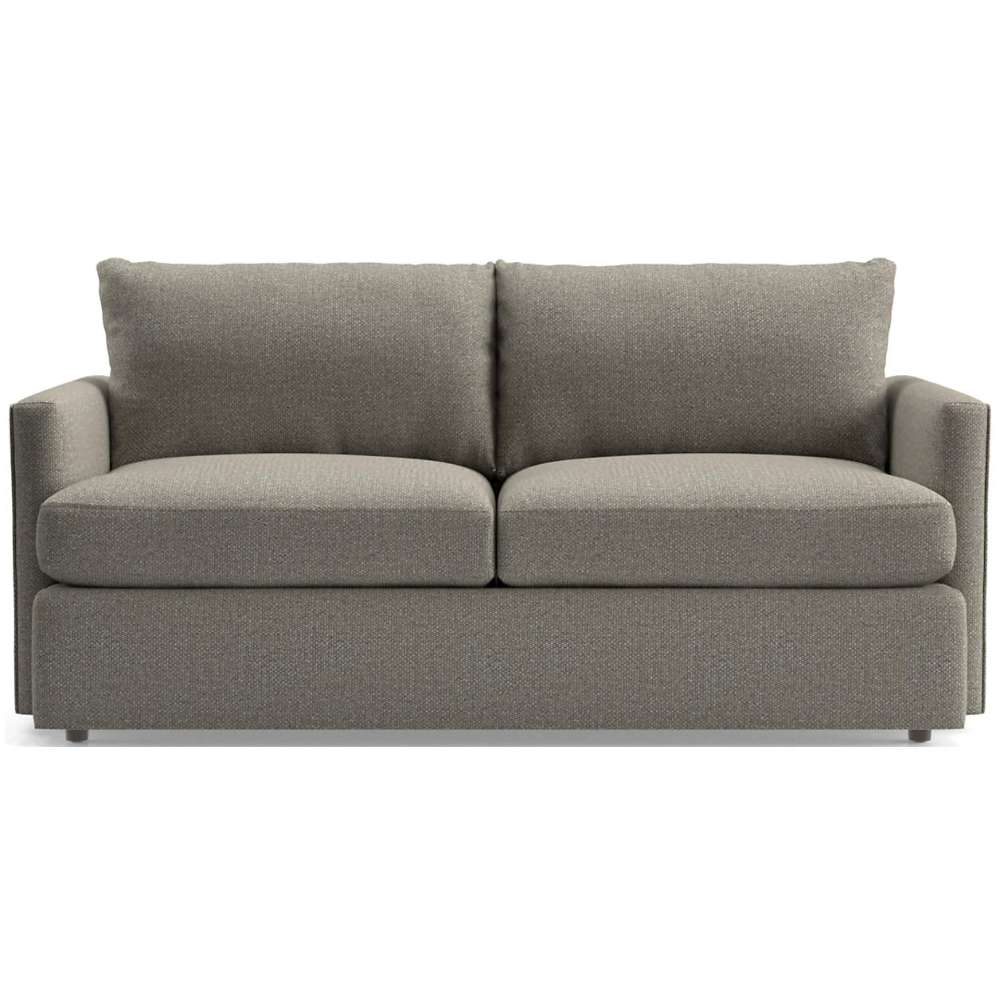 Fabric Heather (Taft Textured Weave) Crate & Barrel Lounge Sofa with heather grey textured weave upholstery, deep seat cushions, and a modern profile