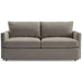 Fabric Heather (Taft Textured Weave) Crate & Barrel Lounge Sofa with heather grey textured weave upholstery, deep seat cushions, and a modern profile