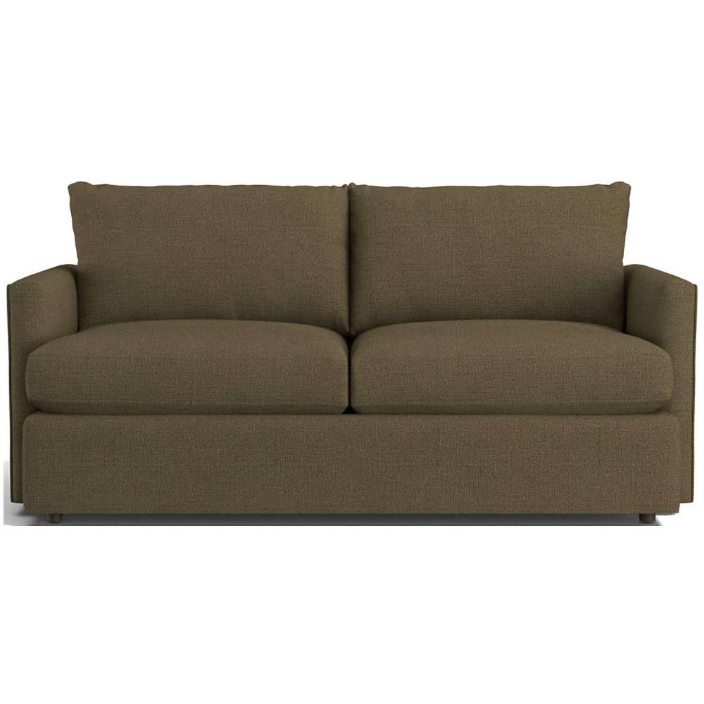Fabric Hunter (Taft Textured Weave) Crate & Barrel Lounge Sofa with hunter green textured weave upholstery, plush cushions, and clean-lined track arms