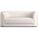 Fabric Ice (Galaxy Textured Weave) Crate & Barrel Contour Sofa in bright white textured weave fabric with rounded arms and a spacious minimalist profile
