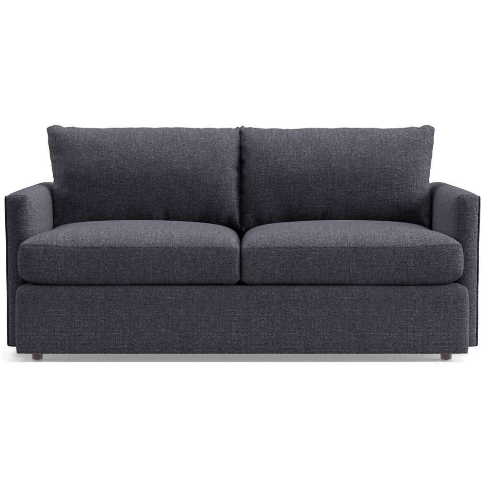 Fabric Ink (Taft Textured Weave) Crate & Barrel Lounge Sofa with dark ink textured weave upholstery, deep seating, and straight track arms