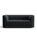 Fabric Ink (Tesoro Velvet) Crate & Barrel Contour Sofa featuring rich black velvet upholstery, curved arms, and a low-profile contemporary silhouette