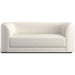 Fabric Ivory (Ascend Linen Weave) Crate & Barrel Contour Sofa upholstered in ivory linen weave fabric with rounded sides, a wide seat, and a modern design