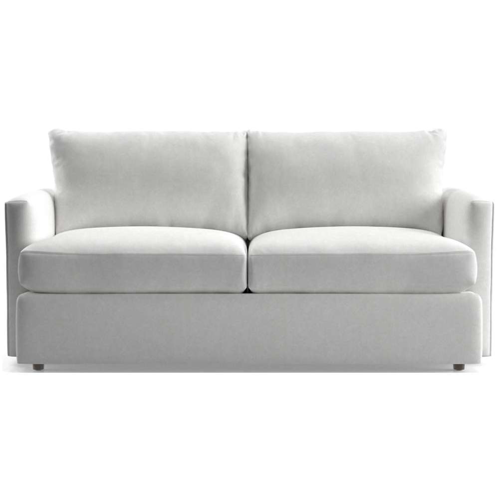 Fabric Lace (Douglas Microfiber) Crate & Barrel Lounge Sofa with soft white microfiber upholstery, deep cushions, and clean track arms for a modern look