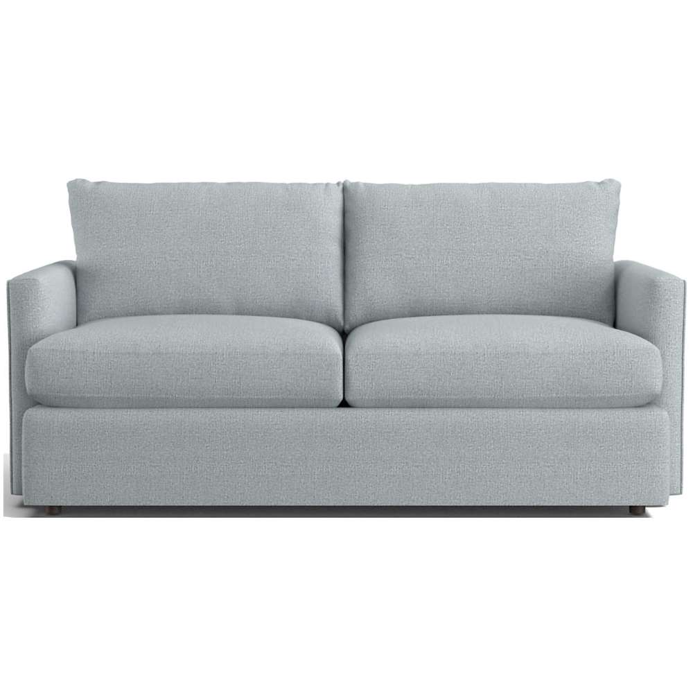 Fabric Mineral (Mossa Chenille) Crate & Barrel Lounge Sofa with light mineral chenille upholstery, oversized cushions, and straight track arms