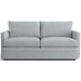 Fabric Mineral (Mossa Chenille) Crate & Barrel Lounge Sofa with light mineral chenille upholstery, oversized cushions, and straight track arms