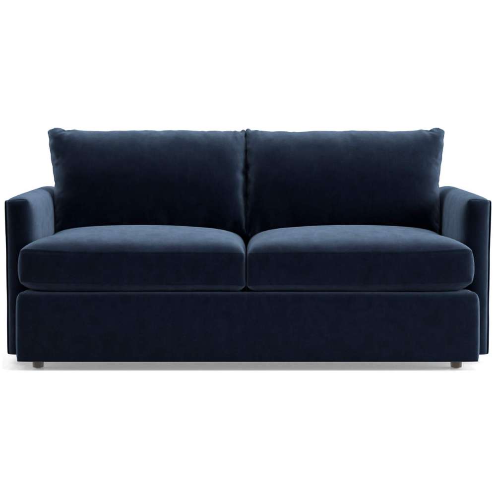 Fabric Navy (View Microfiber) Crate & Barrel Lounge Sofa with rich navy microfiber upholstery, deep seat cushions, and a sleek modern profile
