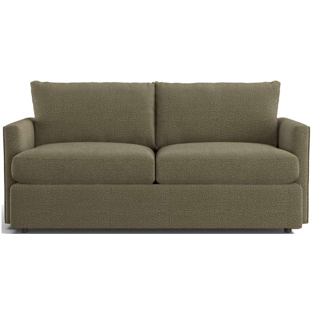 Fabric Olive (Mossa Chenille) Crate & Barrel Lounge Sofa with olive green chenille upholstery, oversized cushions, and a relaxed contemporary design