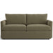 Fabric Olive (Mossa Chenille) Crate & Barrel Lounge Sofa with olive green chenille upholstery, oversized cushions, and a relaxed contemporary design