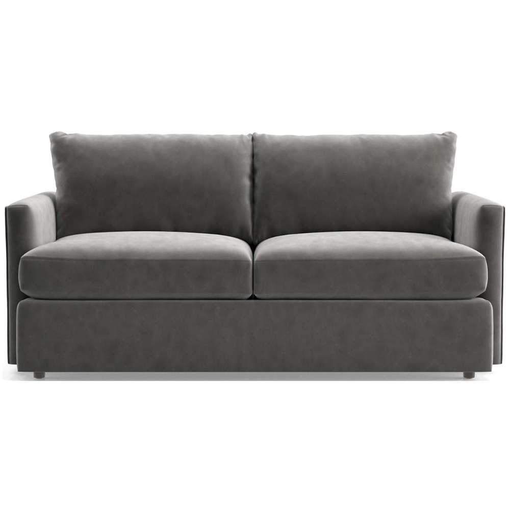 Fabric Otter (View Microfiber) Crate & Barrel Lounge Sofa with dark otter grey microfiber upholstery, deep cushions, and a clean modern silhouette