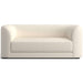 Fabric Oyster (Bouvier Boucle) Crate & Barrel Contour Sofa upholstered in cream boucle fabric with soft curves, a deep seat, and a modern low-profile design
