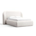 Fabric Pearl (Icon Chenille) Crate & Barrel Adelaide Curved Upholstered Bed featuring pearl chenille upholstery with a curved headboard and soft padded frame