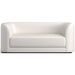 Fabric Pearl (Opus Recycled Chenille) Crate & Barrel Contour Sofa in light pearl chenille fabric with curved sides, a thick seat cushion, and a modern look