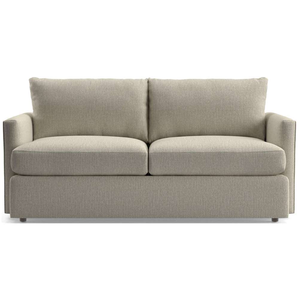 Fabric Pearl (Taft Textured Weave) Crate & Barrel Lounge Sofa with pearl textured weave upholstery, plush cushions, and straight track arms