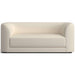 Fabric Pebble (Tessa Textured Weave) Crate & Barrel Contour Sofa upholstered in light beige textured weave fabric with rounded edges and a spacious cushioned seat