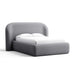 Fabric Quarry (Icon Chenille) Crate & Barrel Adelaide Curved Upholstered Bed upholstered in quarry gray chenille with a rounded headboard and fully upholstered frame
