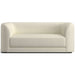 Fabric Quartz (Tribute Twill) Crate & Barrel Contour Sofa featuring ivory twill upholstery, curved sides, and a clean contemporary design