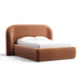 Fabric Sienna (Doux Chenille) Crate & Barrel Adelaide Curved Upholstered Bed featuring sienna chenille upholstery with a rounded headboard and thick upholstered rails