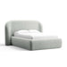 Fabric Silver (Monet Recycled Chenille) Crate & Barrel Adelaide Curved Upholstered Bed upholstered in soft silver chenille with a curved headboard and plush upholstered frame