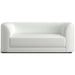Fabric Snow (Tessa Textured Weave) Crate & Barrel Contour Sofa in bright white textured weave fabric with rounded arms and a clean modern profile