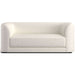 Fabric Snow (Winsome Recycled Chenille) Crate & Barrel Contour Sofa upholstered in soft white recycled chenille with curved sides, a thick seat cushion, and a contemporary design