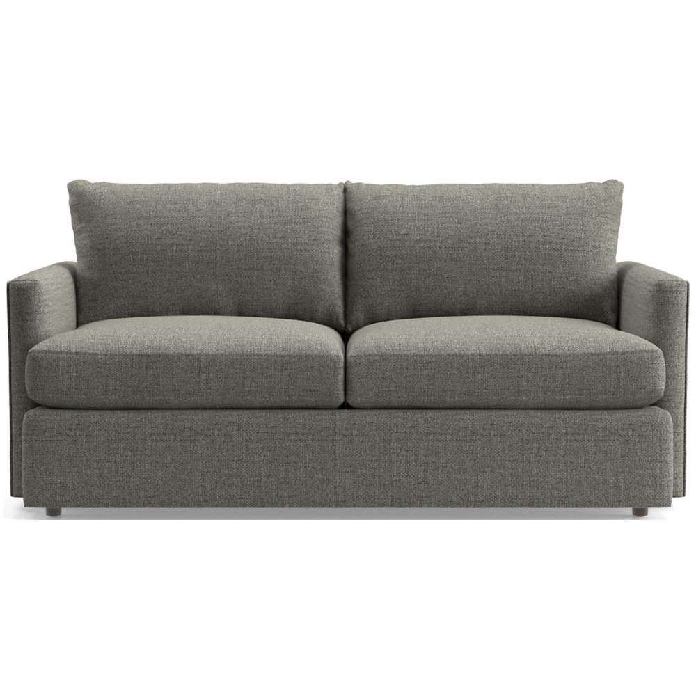 Fabric Steel (Taft Textured Weave) Crate & Barrel Lounge Sofa with steel grey textured weave upholstery, plush cushions, and a clean contemporary silhouette