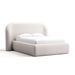 Fabric Stone (Icon Chenille) Crate & Barrel Adelaide Curved Upholstered Bed featuring light stone gray chenille with a rounded headboard and cushioned rails