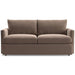 Fabric Taupe (View Microfiber) Crate & Barrel Lounge Sofa with soft taupe microfiber upholstery, oversized cushions, and straight track arms