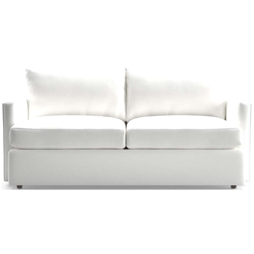 Fabric White (Solana Canvas) Crate & Barrel Lounge Sofa with crisp white canvas upholstery, oversized cushions, and a simple modern silhouette